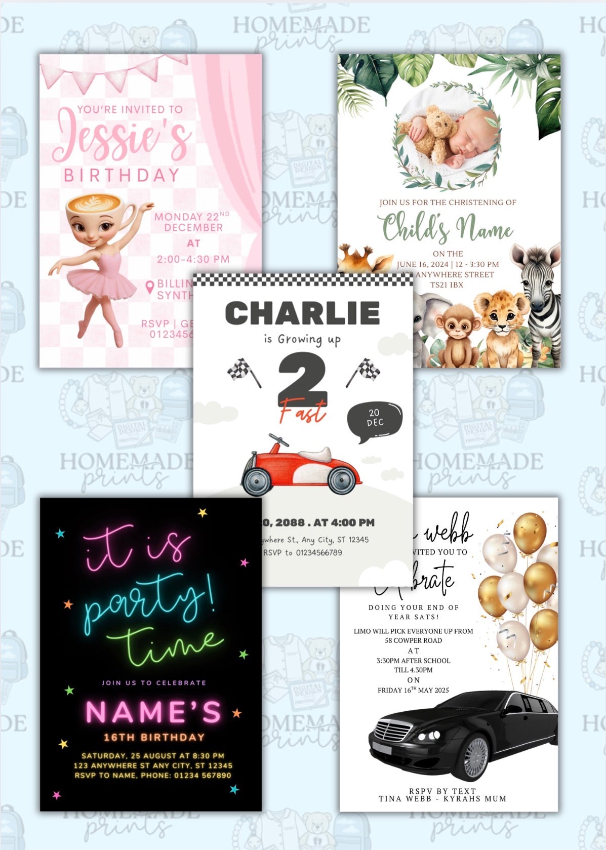 Invites & Table Number Designs