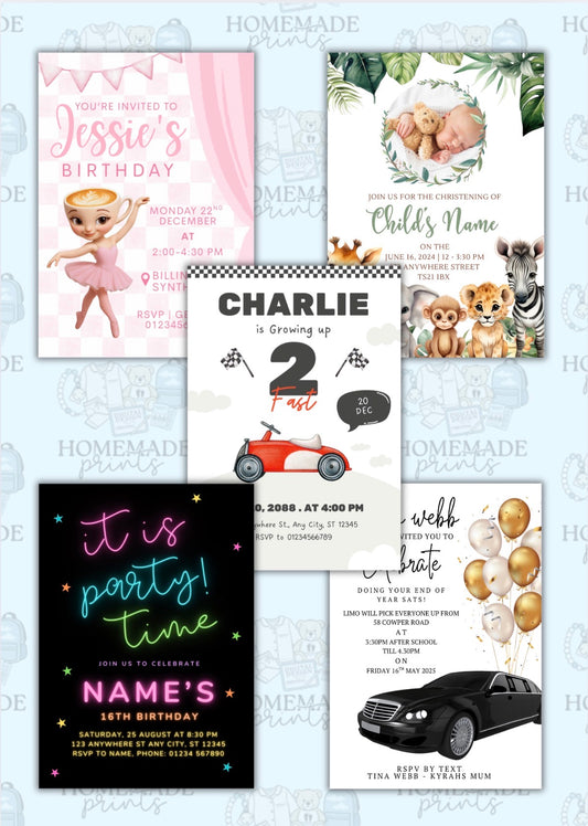 Invites & Table Number Designs
