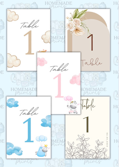 Invites & Table Number Designs