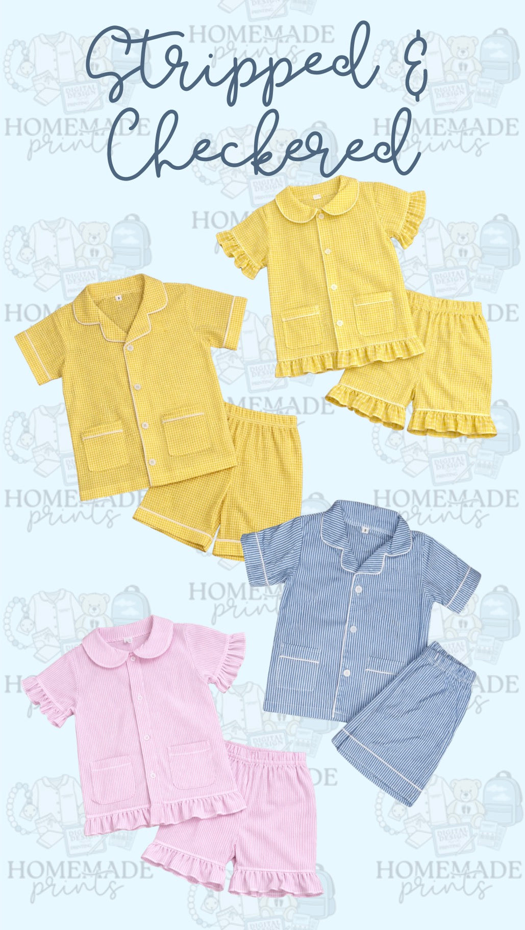 Personalised Checked & Striped Pyjamas
